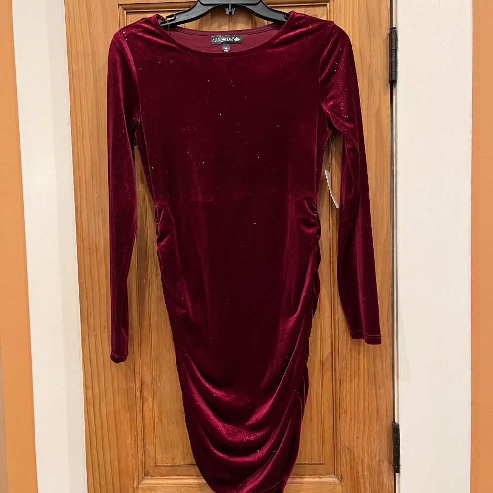Midnight Doll Sparkled Velvet Long Sleeved Dress